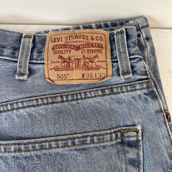 Levi's 505 Straight Fit Jeans Men's 38x30 Blue Light Wash - Picture 9 of 11